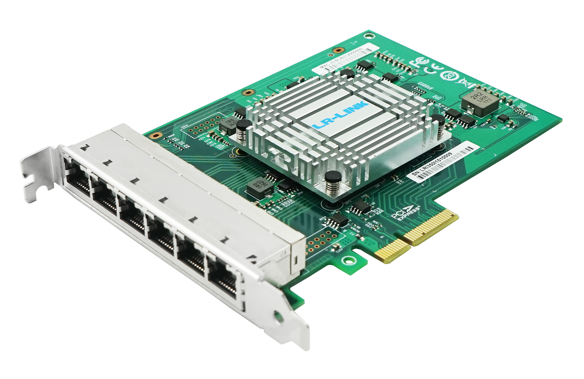 PCIe x4 Six-port Copper Gigabit Ethernet Network Adapter (Intel I350)